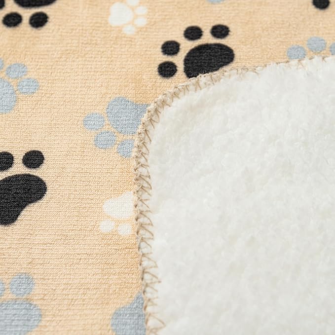Dog Blankets Waterproof Pet Blanket Paw Printing Super Soft Warm Fluffy Facecloth Sofa Car Bed Protector, Urine Proof Washable for Puppy Large Dogs & Cats 60"*80" Beige