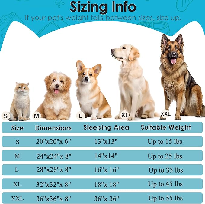 Extra Large Dog Beds, 36 Inch Human Dog Anxiety Relief Comfort Bed, Indestructible & Chew Proof Pet Beds (Light Blue)