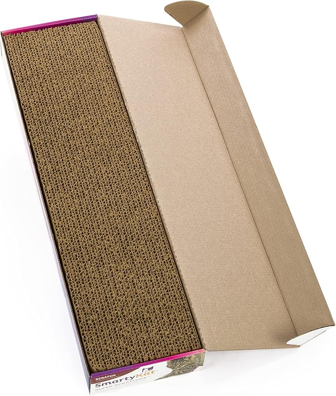 SmartyKat Super Scratcher Wide Corrugated Cat Scratcher for Cats & Kittens, Features Catnip Infusion Technology & Less Mess, Recycled Material, Brown