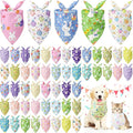 Kacctyen 50 Pcs Spring Easter Dog Bandanas Bulk Bandanas for Dogs Grooming with Bunny Pattern Adjustable Pet Triangle Scarf Bib Washable for Small Medium Large Puppy Cats Pets Costume Accessories