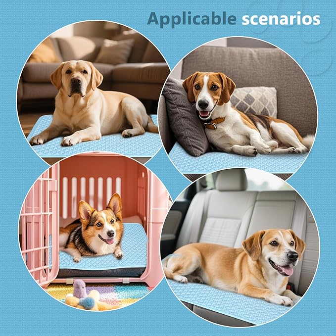 SOMOYA Upgrade Self-Cooling Mat Thicken Dogs Cooling Mat Washable Non-Slip Pet Cooling Pads Blanket Sleeping Kennel Mat,Washable Ice Silk Sleep Mat Pad Breathable for Large Dogs Cats Small