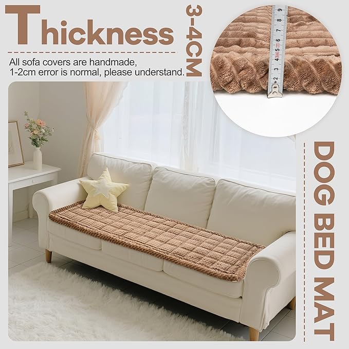 Washable Dog Couch Cover Protector, Non Slip Dog Bed Mat Machine Washable Large Blanket for Dogs, Pet Couches Covers for Sofa (Coffee, 27.6 * 70.9 '')
