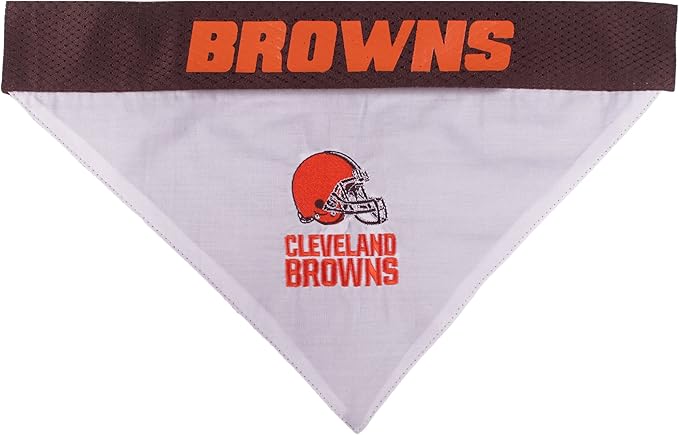 Pets First NFL DOG BANDANA - CLEVELAND BROWNS REVERSIBLE PET BANDANA. 2 Sided Sports Bandana with a PREMIUM Embroidery TEAM LOGO, Large/X-Large. - 2 Sizes & 32 NFL Teams available