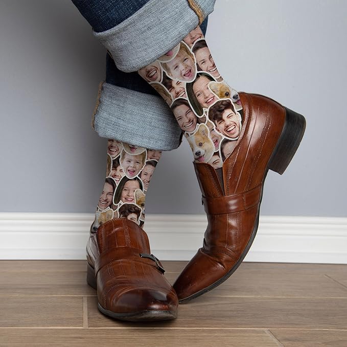 D-Story Custom Face Socks, Personalized Photo Picture on Socks, Unisex Athletic Crew Socks for Men Women