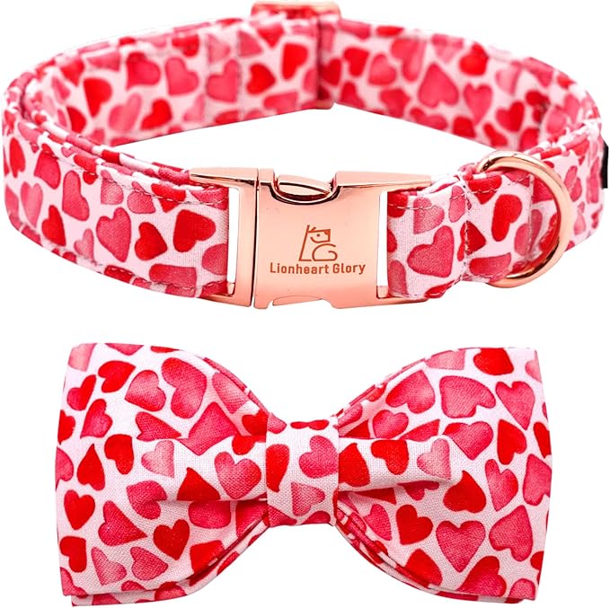 Lionheart Glory Valentine's Day Dog Collar with Bowtie for X-Large Dogs