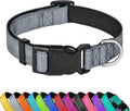 Reflective Dog Collar, Adjustable Soft Neoprene Padded Nylon Pet Collars with Buckle for Small Dogs, Gray,S