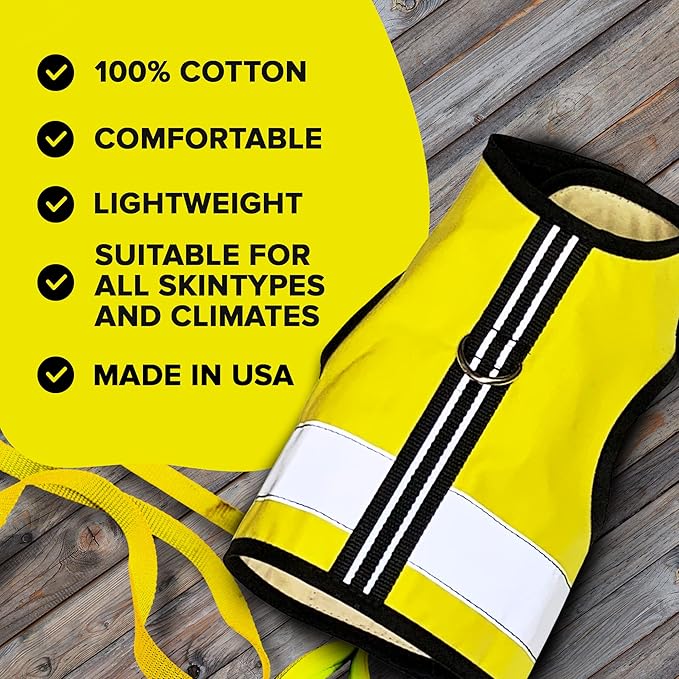 Kitty Holster Reflective Cat Harness – High-Visibility Cat Harness for Travel, Day and Night Walking - Soft Cotton Cat Accessories, Breathable, Secure & Washable, Made in USA - Sunshine Yellow, M to L