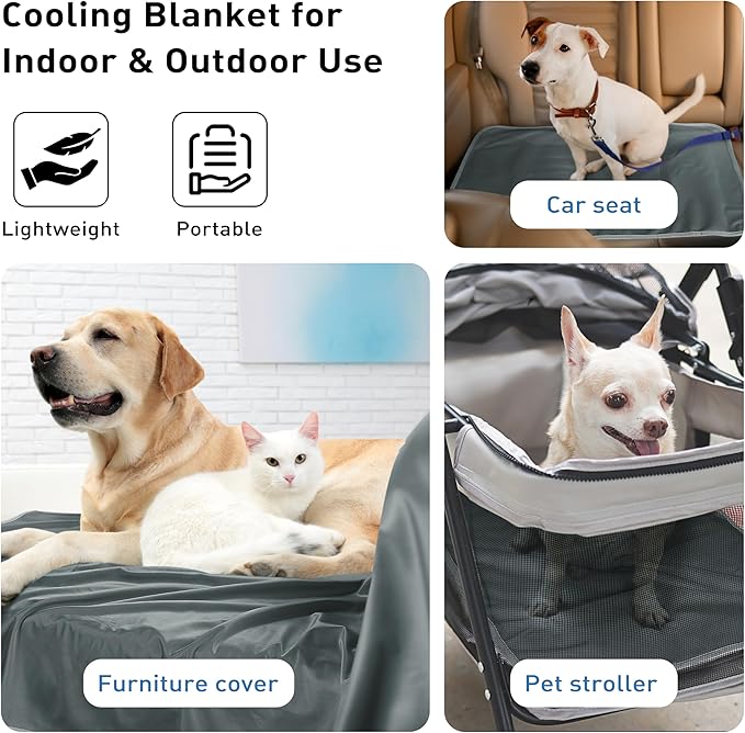 Kritter Planet Waterproof Cooling Dog Mat, Soft Pet Blanket for Summer, Lightweight Outdoor Mat, Reversible Furniture Cover, 50 x 60 inch, Grey
