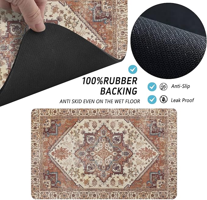 Dog Food Mats for Floors, Absorbent and Quick-Drying Pet Cat Food Mat,Anti-Fouling and Easy-to-Clean Pet Feeding Mat,Dog Bowl Mat for Messy Drinking Water Bowls.12 x20, Bohemia Style