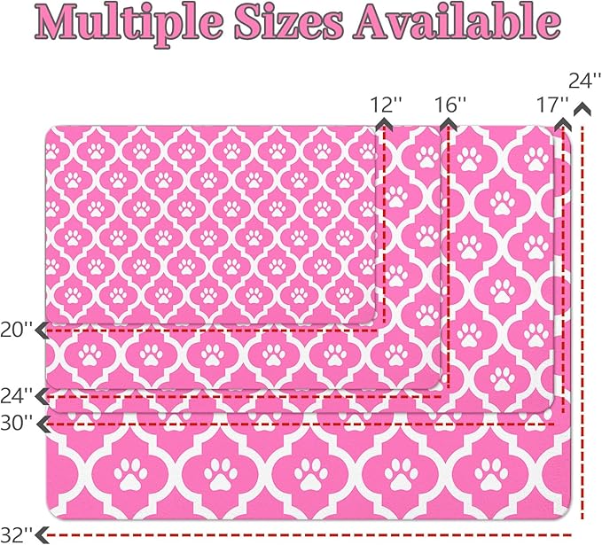 Dog Food Mat 12X20 Inch Pet Feeding Absorbent Mats for Floor Cat Water Bowl Placemats Non-Slip Washable Dog Mat for Food and Water