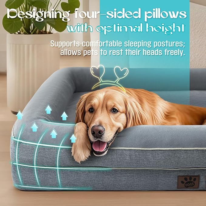 Waterproof Memory Foam Dog Beds for Small Dogs Non-Slip Orthopedic Dog Beds Washable Couch Pet Bed with Removable Cover (Grey, Small)