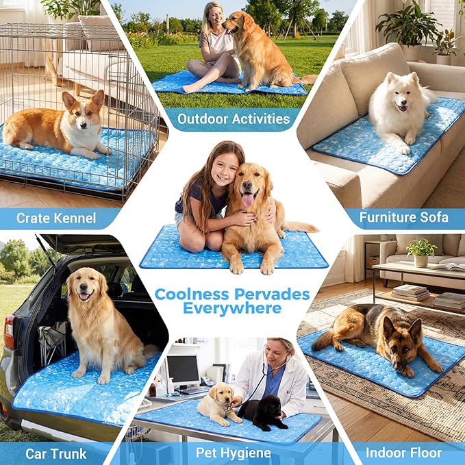 Dog Cooling Mat, Arc-Chill Cooling Fiber Self-Cooling Pad for Dogs - 40" x 28"Washable Non-Toxic Summer Pet Mat, Non-Slip Foldable Portable Soft Pad for Indoor Outdoor/Kennel Sofa Bed Floor Car
