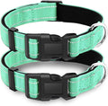2 Pack Reflective Dog Collar with Safety Locking Buckle, Adjustable Soft Breathable Comfortable Nylon Pet Collar for Small, Medium and Large Dogs, Turquoise, S