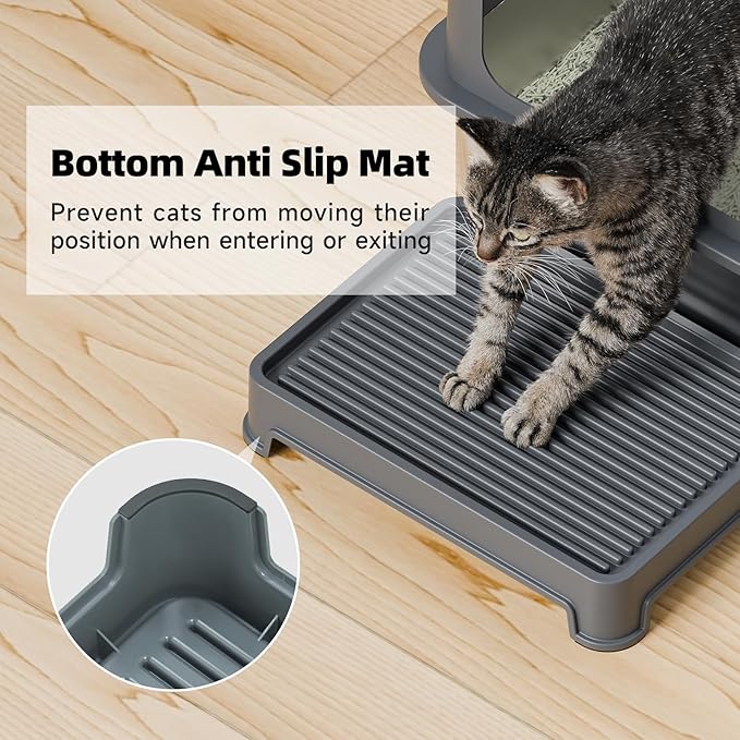 Cat Ramp for Litter Box Elevated Litter Ramp for Cat Litter Boxes, Washable Easy Cleaning Steps with Filter Functions Suitable for Small & Elderly Cats(14"x10"x2.5")