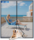 Upgraded PET Mesh Magnetic Screen Door Stronger Than Fiberglass and Polyester,Hands Free,Keep Bugs Out,Pet & Kid Friendly,Suitable for Sliding Doors,Patio and French Doors-64" X 80"