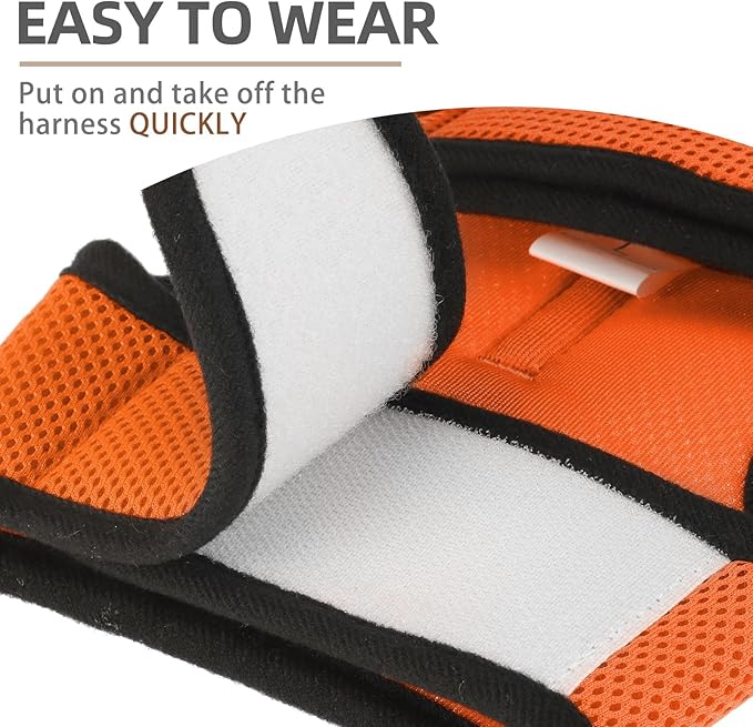 PUPTECK Soft Mesh Cat Vest Harness and Leash Set Puppy Padded Pet Harnesses Escape Proof for Cats Small Dogs Rabbits Bunny, Orange M