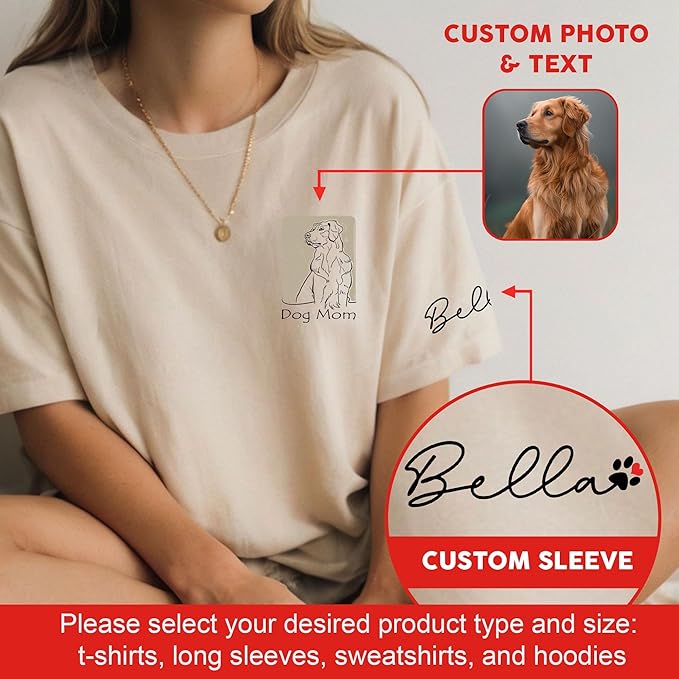 Custom Dog Mom Shirt Gifts for Women, Mother's Day Hoodie, Custom Shirt with Dog Picture for Women