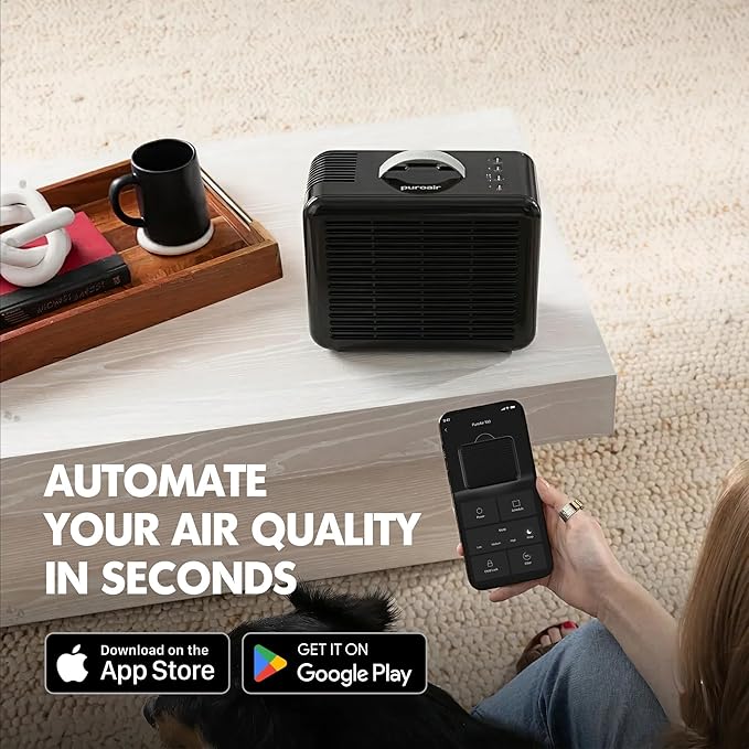 PuroAir Air Purifier 100i Smart HEPA Air Purifiers for Home Pets - Portable Small Air Purifier Filters up to 550 Ft² of Pollutants, Smoke, Pollen, Dust - Room Air Purifiers for Bedroom, Baby, Office