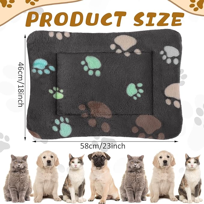 Tuanse 4 Pack Ultra Soft Dog Cat Bed Mat Small Animal Guinea Pig Bed with Cute Print Reversible Fleece Dog Crate Kennel Pad Cozy Washable Thickened Hamster Pet Beds Mat(23 x 18 Inches,Black)