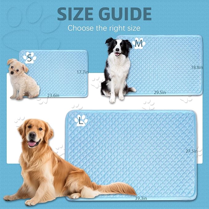 SOMOYA Dogs Cooling Mat Pet Cool Pads Blanket Sleeping Kennel Mat,Washable Ice Silk Sleep Mat Pad Breathable for Large Dogs Cats Medium