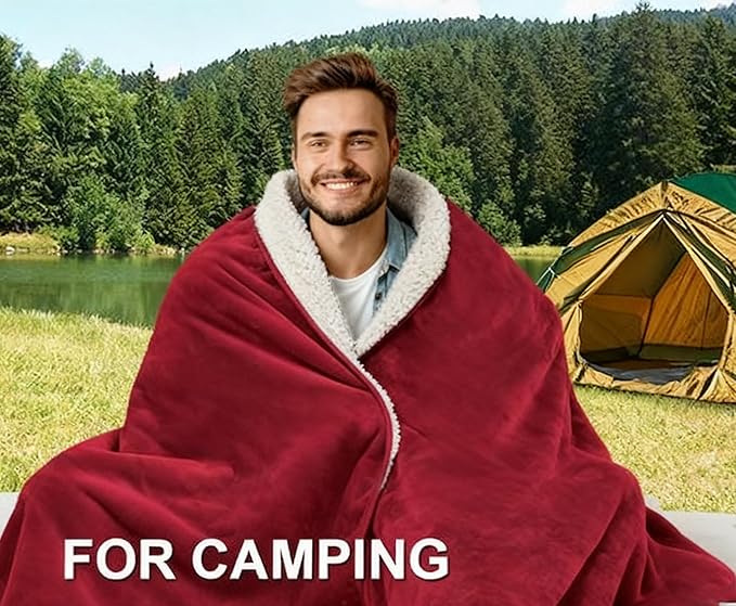 Waterproof Bed Blanket - Reversible Sherpa Throw with Leak-Resistant TPU Layer - 80x60 Stain Resistant, Machine Washable Bed Protector for Couch, Bed & Pets