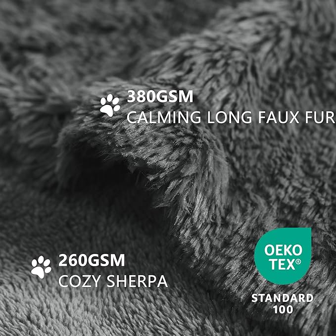 gogobunny Waterproof Dog Blanket for Couch & Furniture Protection - Super Soft Reversible Throw for Large Dogs & Cats, Calming Washable Fur & Sherpa Pet Blanket(33x77 Inch, Grey)