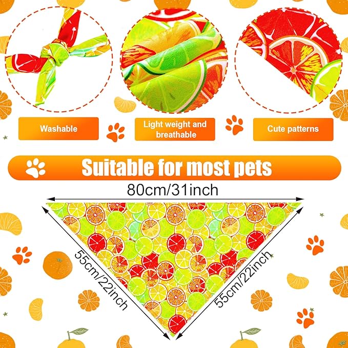 Eccliy 30 Pack Summer Fruit Dog Bandanas Bulk Soft Triangle Dog Scarfs Polyester Bandana Pet Costume Cute Scarf Bibs with Flowers Patterns for Small Medium Large