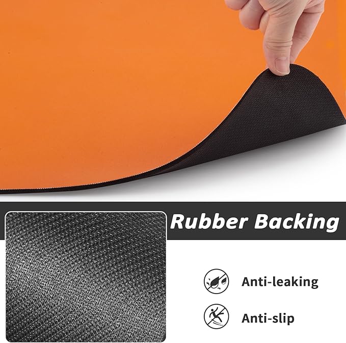 Dog Food Mat - Absorbent Cat Mat for Food and Water, No Stains Pet Feeding Bowl Mat, Easy to Clean Pet Placemats, Quick Dry Dog Water Dispenser Mat for Messy Drinkers | Orange 24"x36"