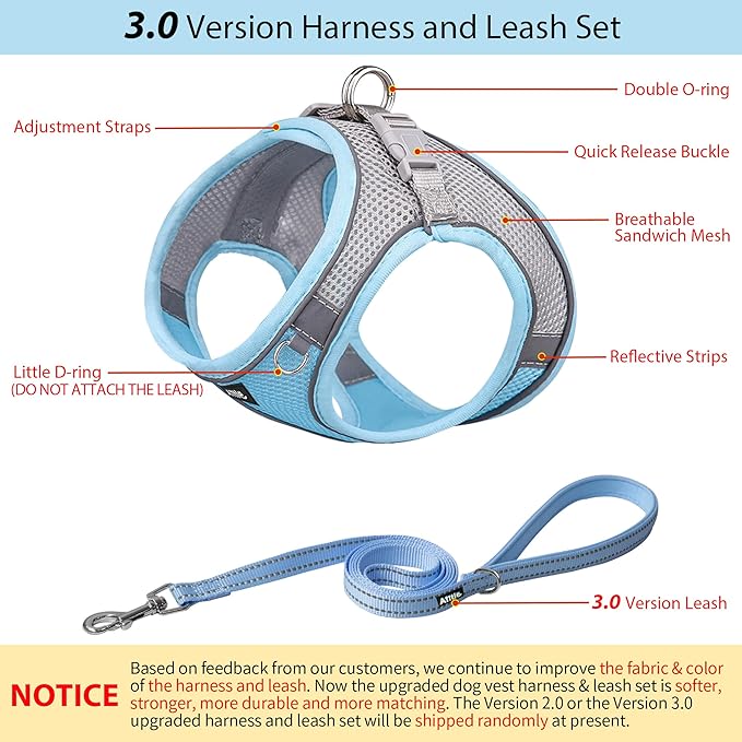 AIITLE Easy Walk Dog Harness and Leash Set - Pet Supply No Pull, Step in Adjustable Dog Harness with Padded Vest for All Weather, Dog Harness No Choke Over, Easy to Put on Medium Dogs Blue L