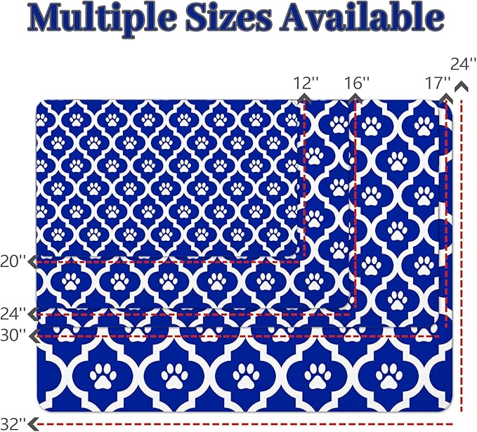 Dog Food Mat 16X24 Inch Pet Feeding Absorbent Mats for Floor Cat Water Bowl Placemats Non-Slip Washable Dog Mat for Food and Water