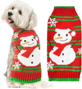 Dog Christmas Sweater Cute Snowman Puppy Cat Costume Boy Girls Xmas Holiday Pet Clothes New Year Outfits Gifts for Small Medium Large Dogs (L, Red Green Stripe Snowman)