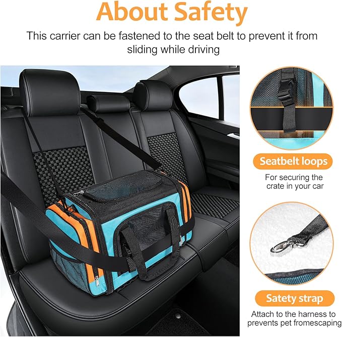 Discala Large Cat Carrier, Pet Carrier, Dog Carrier for Small Dogs, Cat Carrier Soft, Collapsible Large Pet Carrier for Traveling Indoor and Outdoor Uses - Blue 20"x13"x13"