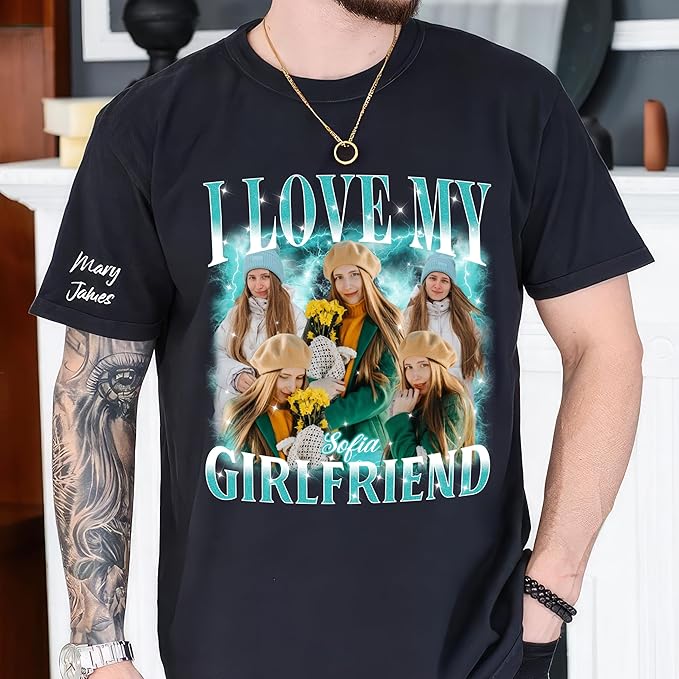 Tehg & Tuhg Custom T Shirts with Picture, Vintage Bootleg Rap Tee, Boyfriend Girlfriend, Unique Gift for Birthday Anniversary