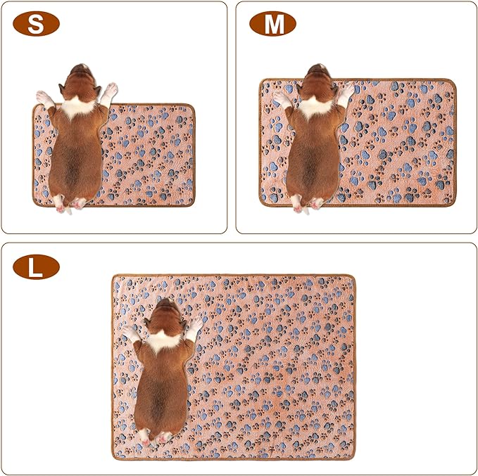 1 Pack 3 Blankets Super Soft Fluffy Premium Fleece Pet Blanket Flannel Paw Printed Throw for Dog Puppy Cat (Small 23x16'', White, Pink, Blue)