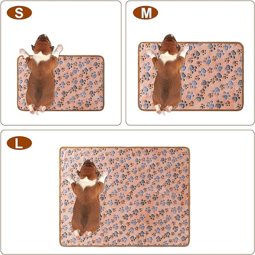 1 Pack 3 Blankets Super Soft Fluffy Premium Fleece Pet Blanket Flannel Paw Printed Throw for Dog Puppy Cat (Small 23x16'', White, Pink, Blue)