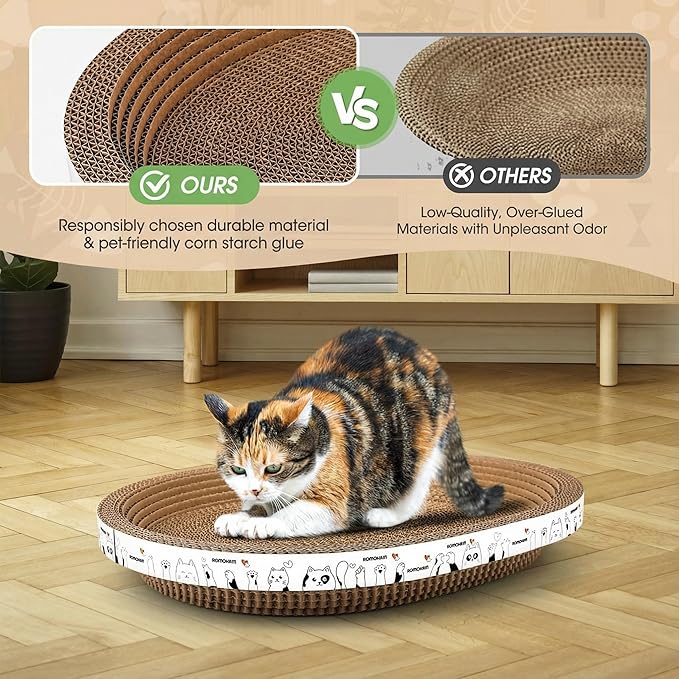 3Pack Extra Large Versatile Cardboard cat Scratcher & Lounger bed, High-Density cat Scratch Pads for Indoor Cats Grinding Claws, Ergonomical curved Cat Scratching Board, Couch Protector from Cat Claws