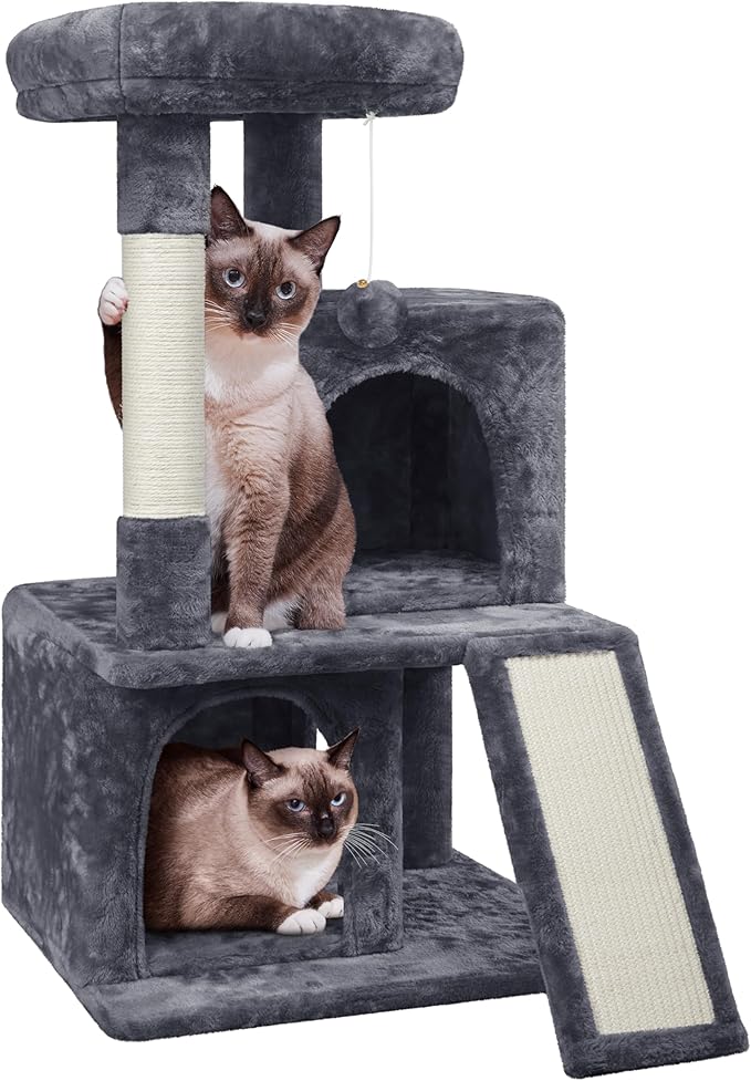 Yaheetech Cat Tree for Indoor Pets, 36in Tower Condo w/Extra Large Perch, Scratching Posts, Board, Dangling Ball, Play Structure for Kittens & Adult Cats