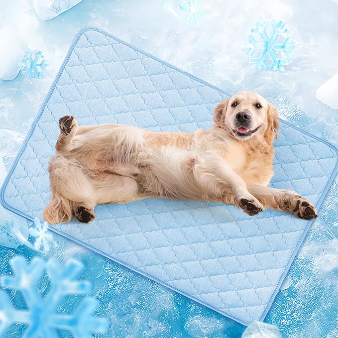 LOOBANI Dog Cooling Mat for Large Dogs - Dog Cooling Pad Durable, Cool Blanket Machine Washable, Large Pet Cool Mat for Outdoor, Indoor (Blue, 36"x56")