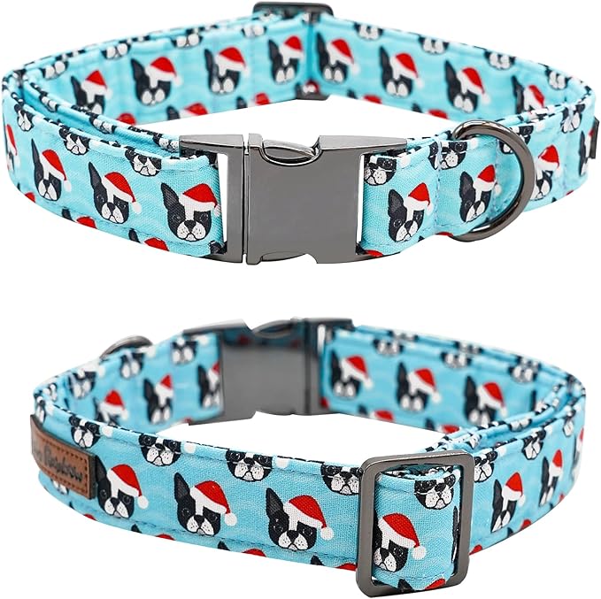 Dog Collar, Christmas Dog Collar Plaid Pet Collar Bow Holiday Bows Girl Boy Puppy Collar Adjustable Pet Collar for X-Large Dogs