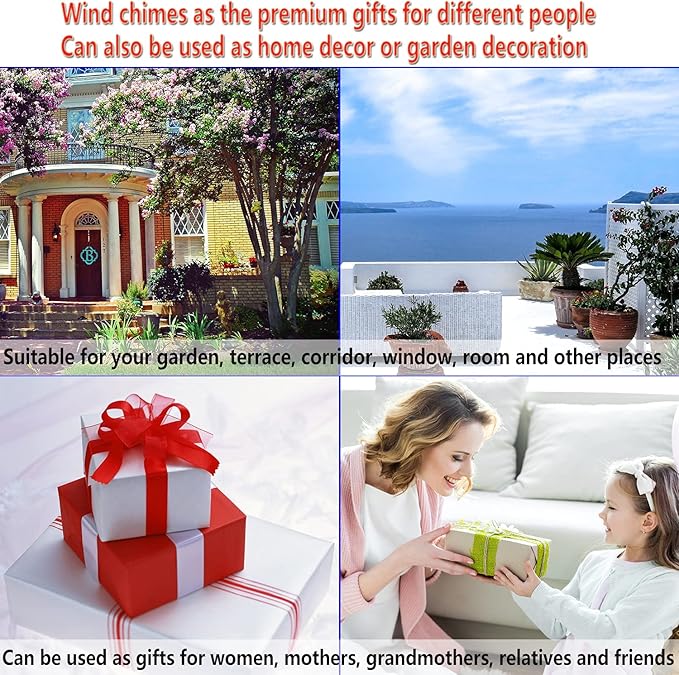 Outdoor Bees Wind Chimes, Gifts for Mom & Grandma & Family, Music Wind Catcher, Mobile Bee Ornaments, Memorial Windchime, Blessing Wind Bells for Indoor,Home,Balcony,Lawn,Tree,Yard, Garden Decoration