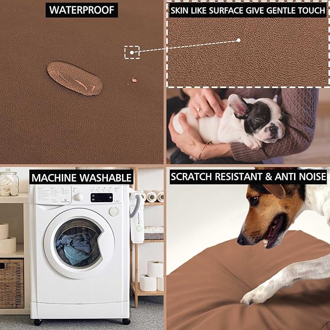 Dog Bed Cover Waterproof Replacement Machine Washable Covers for 24x24 Inch Dog Bed Heavy Duty Scratch Resistant Mattress Protector Pet Bed Round Brown Cover Only