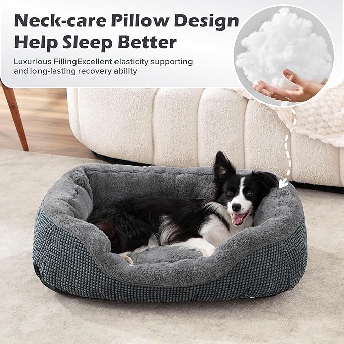 INVENHO Small Dog Bed for Small Dogs, Cat Beds for Indoor Cats Washable, Orthopedic Dog Bed, Warming Soft Calming Sleeping Puppy Bed Durable Pet Bed with Anti-Slip Bottom S(20"x19"x6") (Pack of 2)
