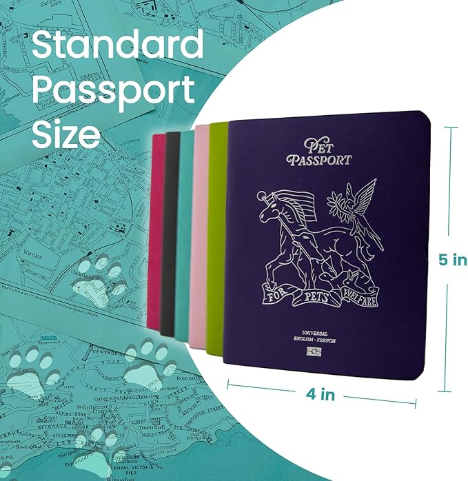 Color Premium PU Leather stitch-sewn US Pet Passport Medical Record for Pet Health and Vaccination English + Spanish for Cat, Dog, Puppy and Kitten (Christmas Red, Single)