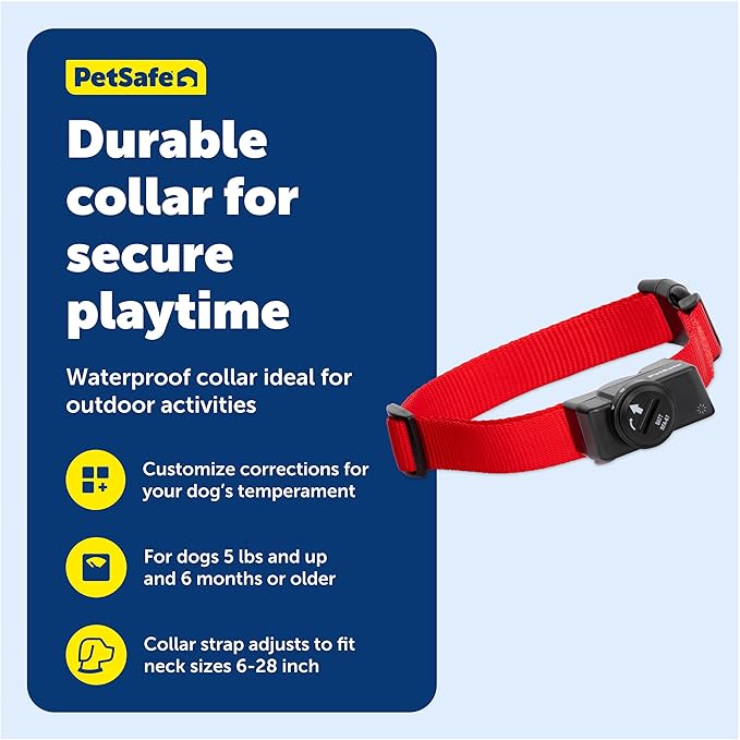 PetSafe Wireless Pet Containment System Receiver Collar - Battery-Operated & Waterproof - Adjustable Receiver Collar with 5 Correction Levels - for Dogs 5lb+