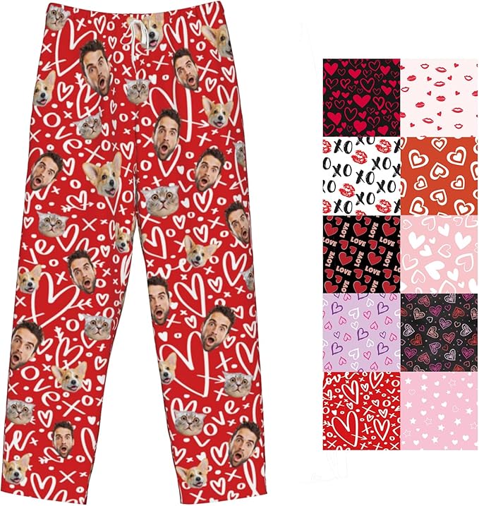 Custom Pajamas Pants Plaid Personalized Funny PJ Pant Design with Face Pajama for Men Women Dog Pet