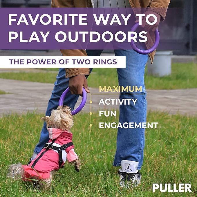 Dog Toy - Interactive Small Midi Dog Puppies Training - Fetch Toy - Dental Healthy - Dog Toys Set 2 Rings by Puller Mini Plus - Size 7 inches