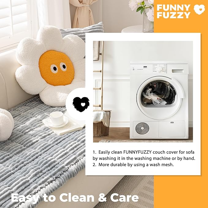 FUNNY FUZZY Pet Couch Covers for Sofa, Washable Dog Couch Cover Protector for Dogs, Flannel Couch Covers for Dogs Pet Friendly Pets Mat Bed Sofa Cover (Blue-Grey, 27.6"×59.1")