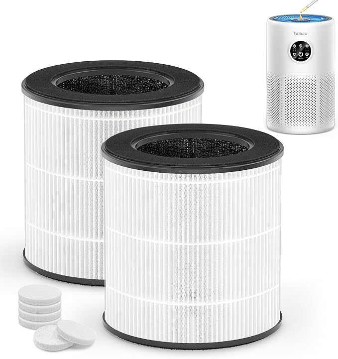 Tailulu 2 Pack D10 Replacement Filter, Air Purifier Filter for Tailulu D10 Air Purifier, 3-in-1 H13 Grade True Replacement Filte with Extra 6 Pieces Aroma Pads