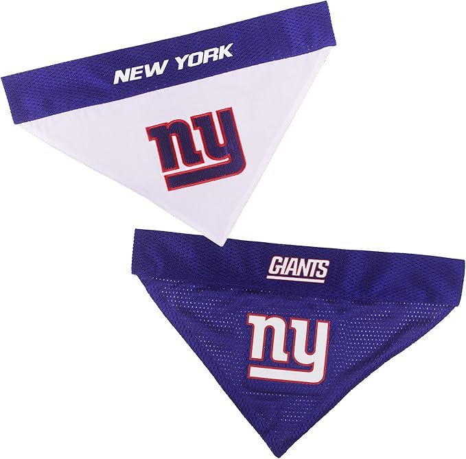 Pets First NFL New York Giants Reversible Bandana Size XX-Large for Dogs & Cats. 2 Sided Sports Bandana, Premium Embroidery Team Logo, Many NFL Teams Available
