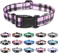 Mercano Adjustable Dog Collar - Special Design Patterns, Soft Nylon Comfortable Durable Pet Collar for Small Medium Large Dogs (M, Purple Plaid)